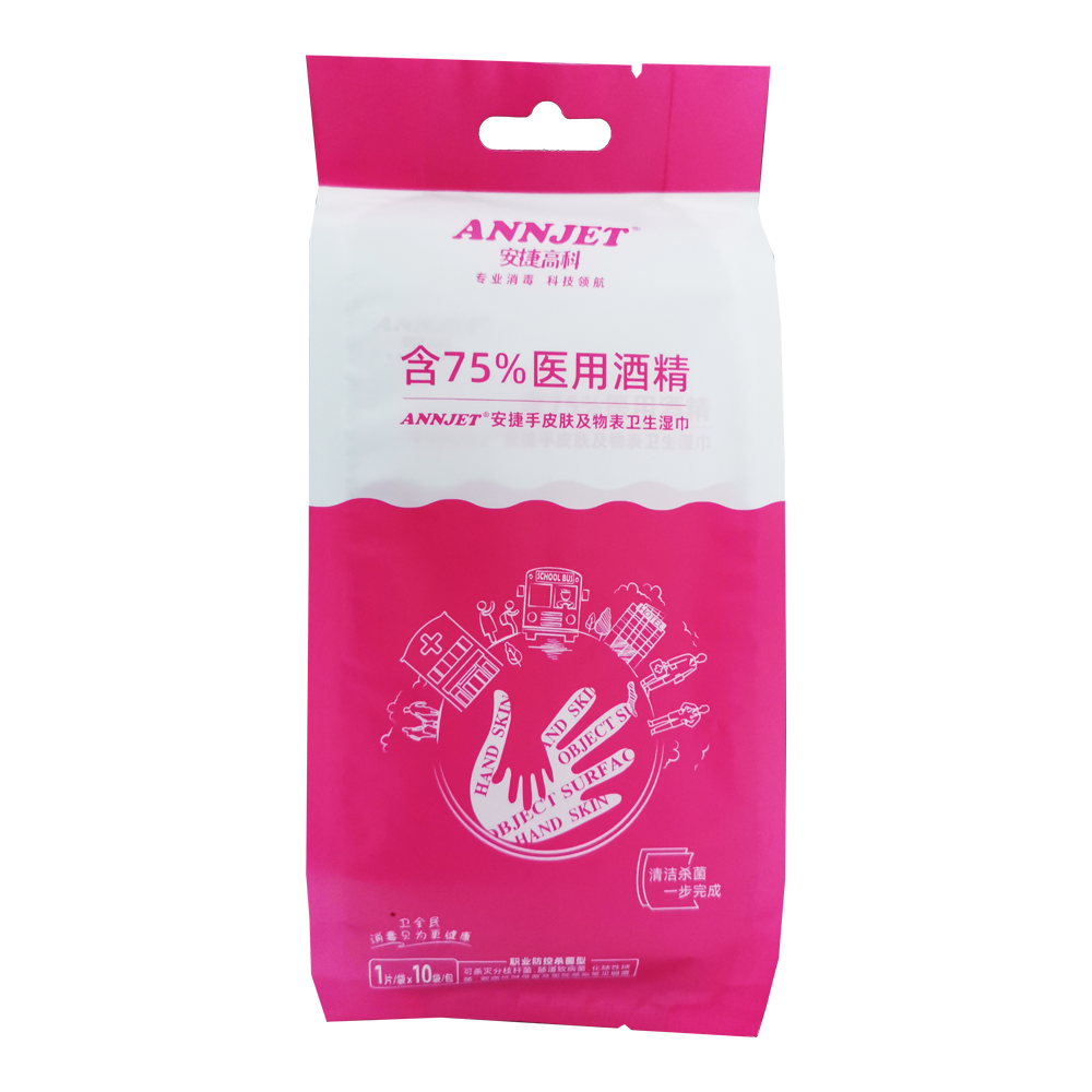 ANNJET®安捷手皮膚及物表衛(wèi)生濕巾10片