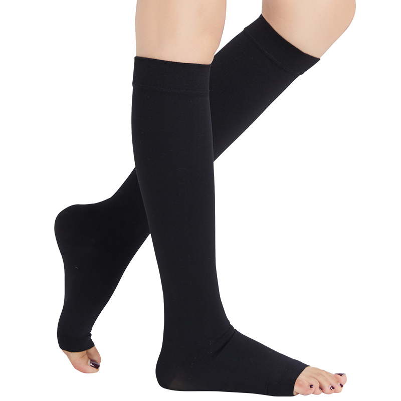 Marceau medical varicose pressure socks with black open toe in the middle